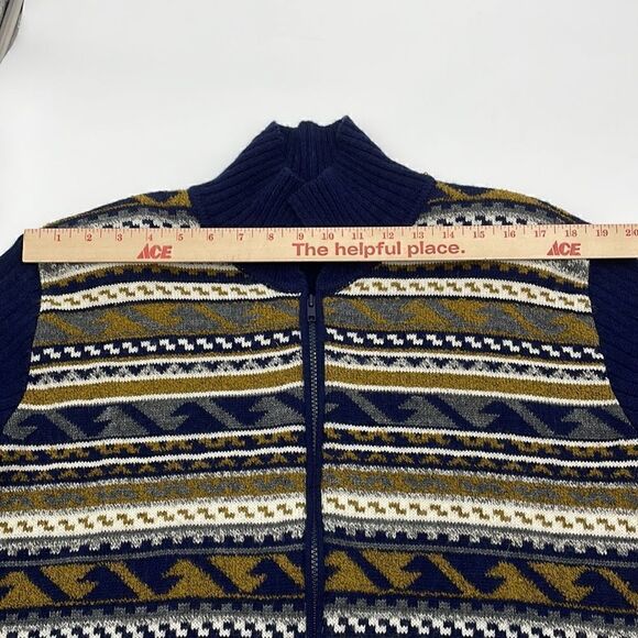 Navy blue patterned zip up mayfra sweaters sweater - Picture 8 of 8